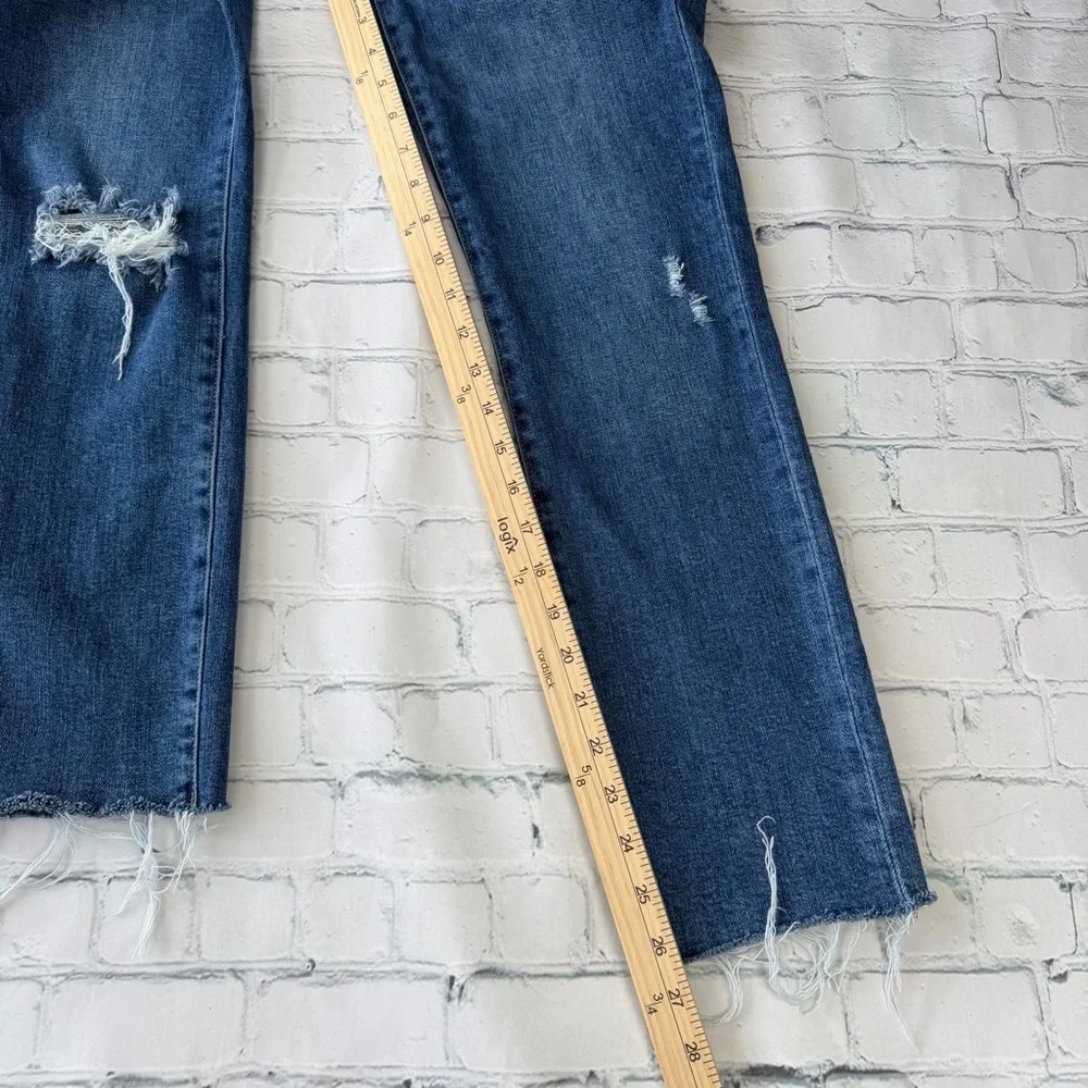 ✅ Favorite Daughter The Erin High Rise slim straight jeans Blue distressed  27